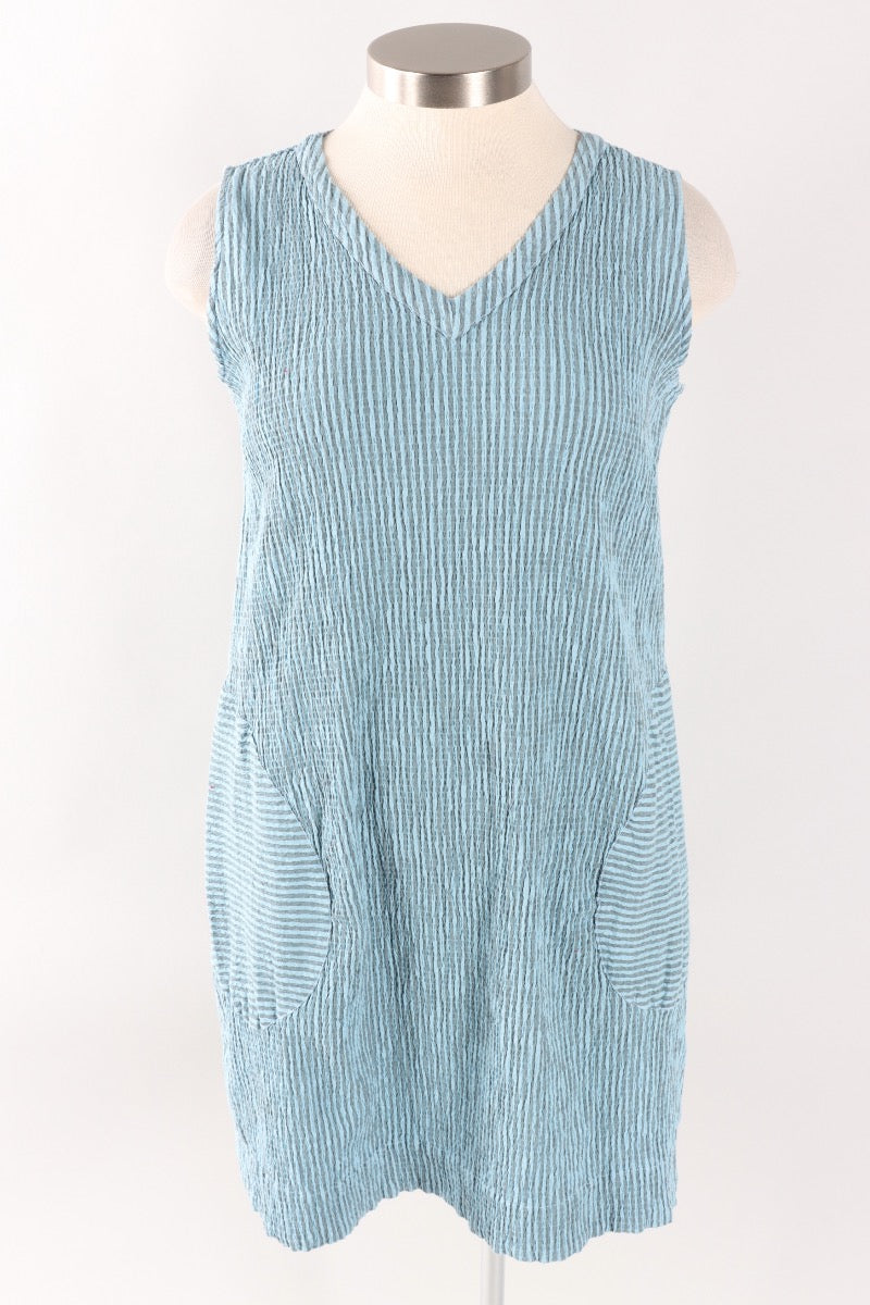 V-Neck Shift Dress - Bellflower Crinkle