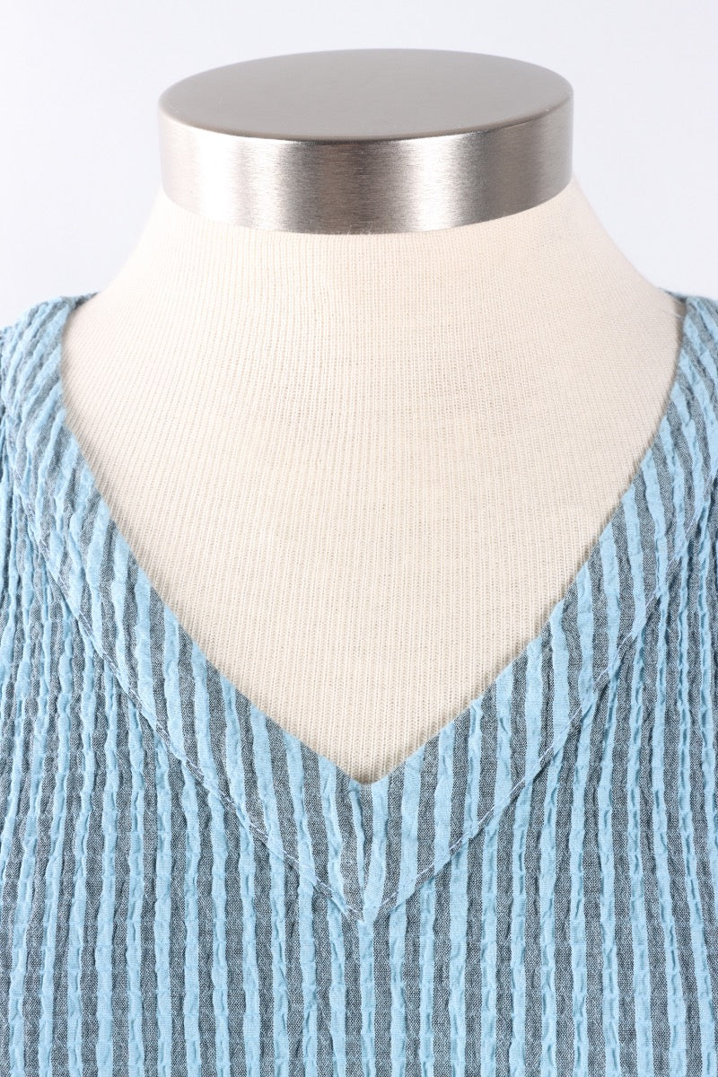 V-Neck Shift Dress - Bellflower Crinkle