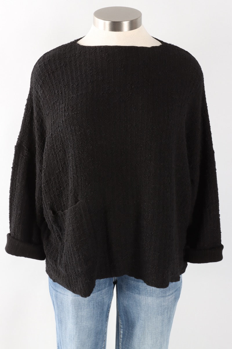 Osize Pocket Pullover - Black Sweater Knit