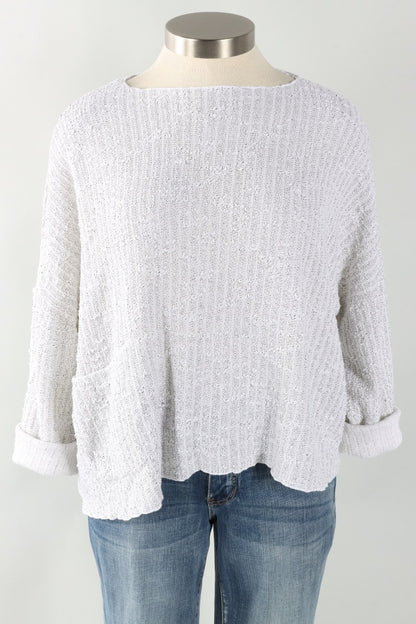 Osize Pocket Pullover - White Sweater Knit