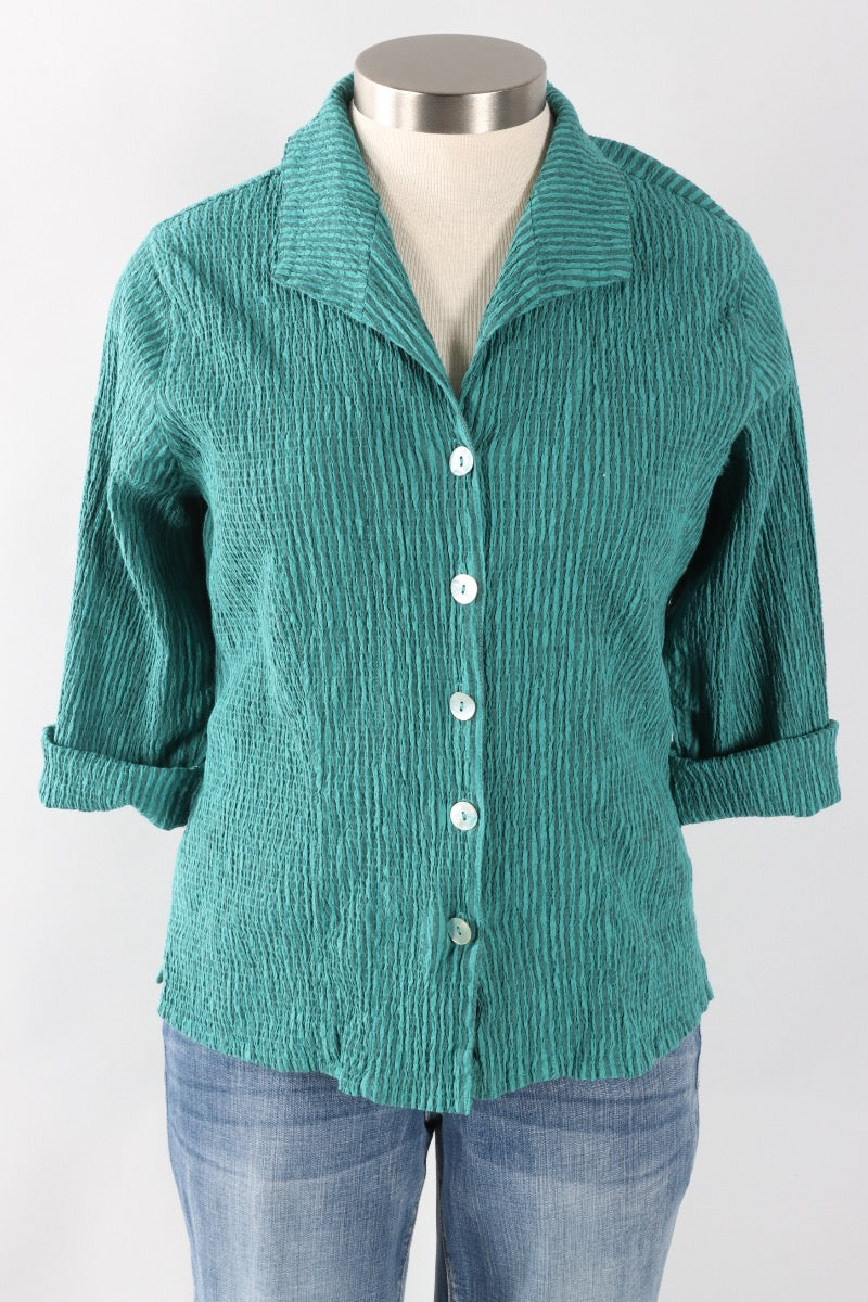3/4 Sleeve Shirt - Riviera Stripe Crinkle