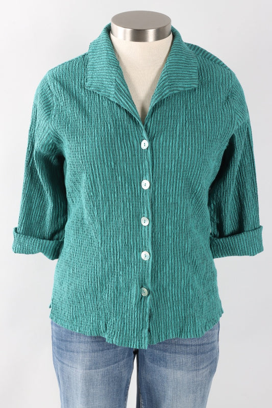 3/4 Sleeve Shirt - Riviera Stripe Crinkle