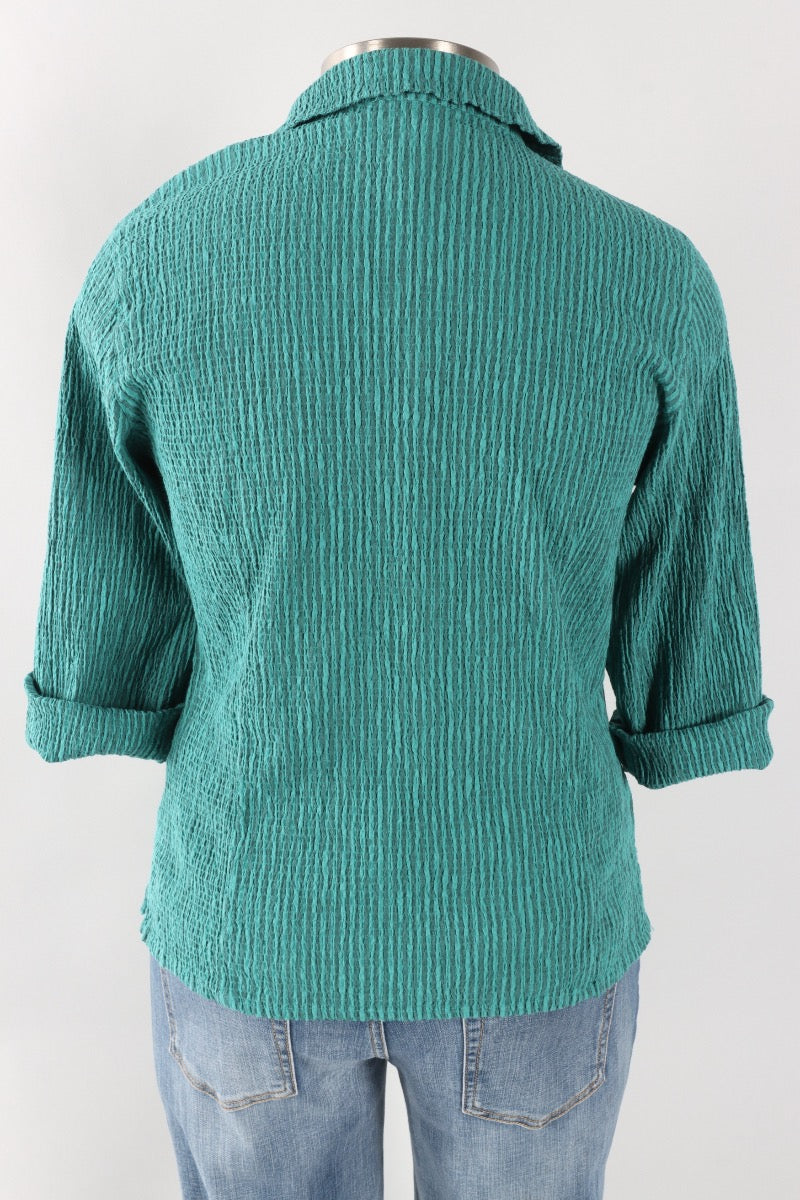 3/4 Sleeve Shirt - Riviera Stripe Crinkle