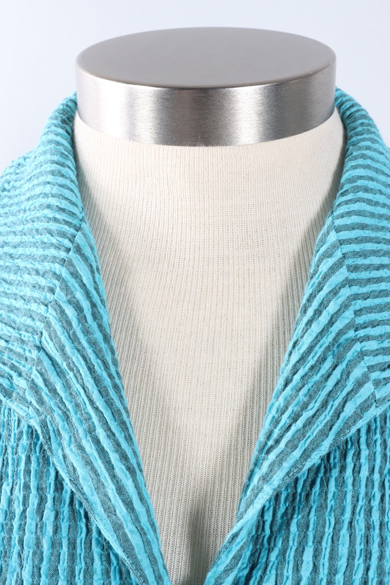 3/4 Sleeve Shirt - Atoll Stripe Crinkle