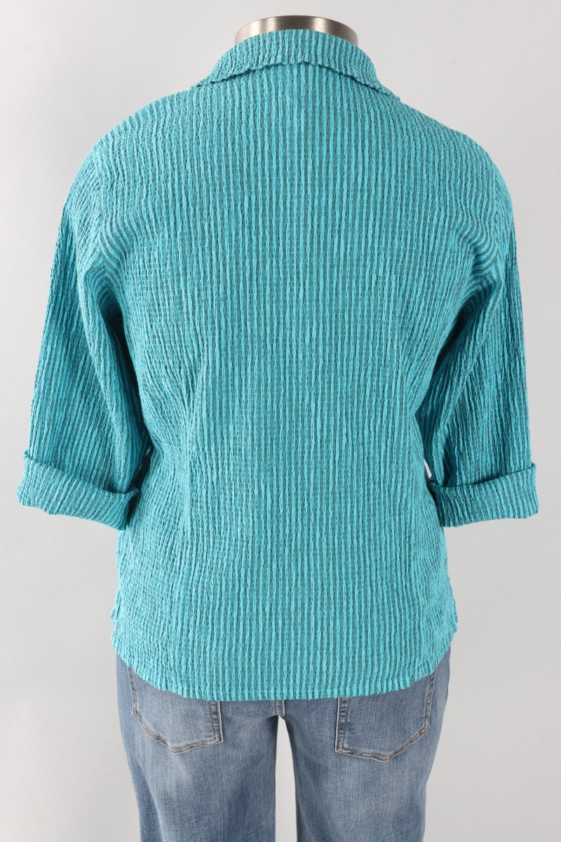 3/4 Sleeve Shirt - Atoll Stripe Crinkle