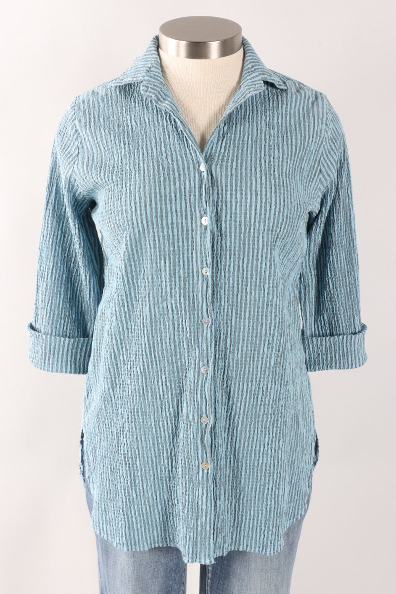 Easy Shirt - Bellflower Stripe Crinkle