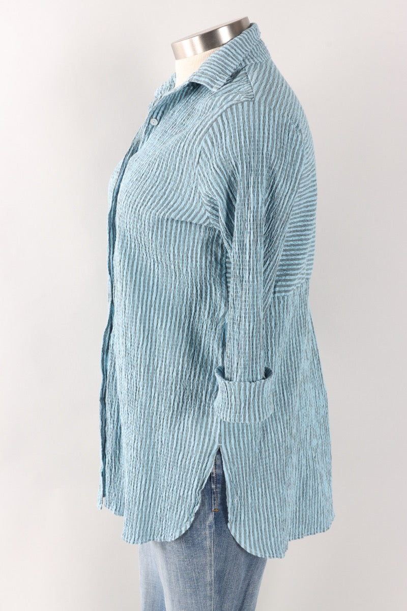 Easy Shirt - Bellflower Stripe Crinkle