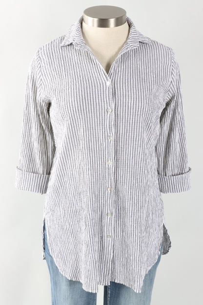 Easy Shirt - White Stripe Crinkle