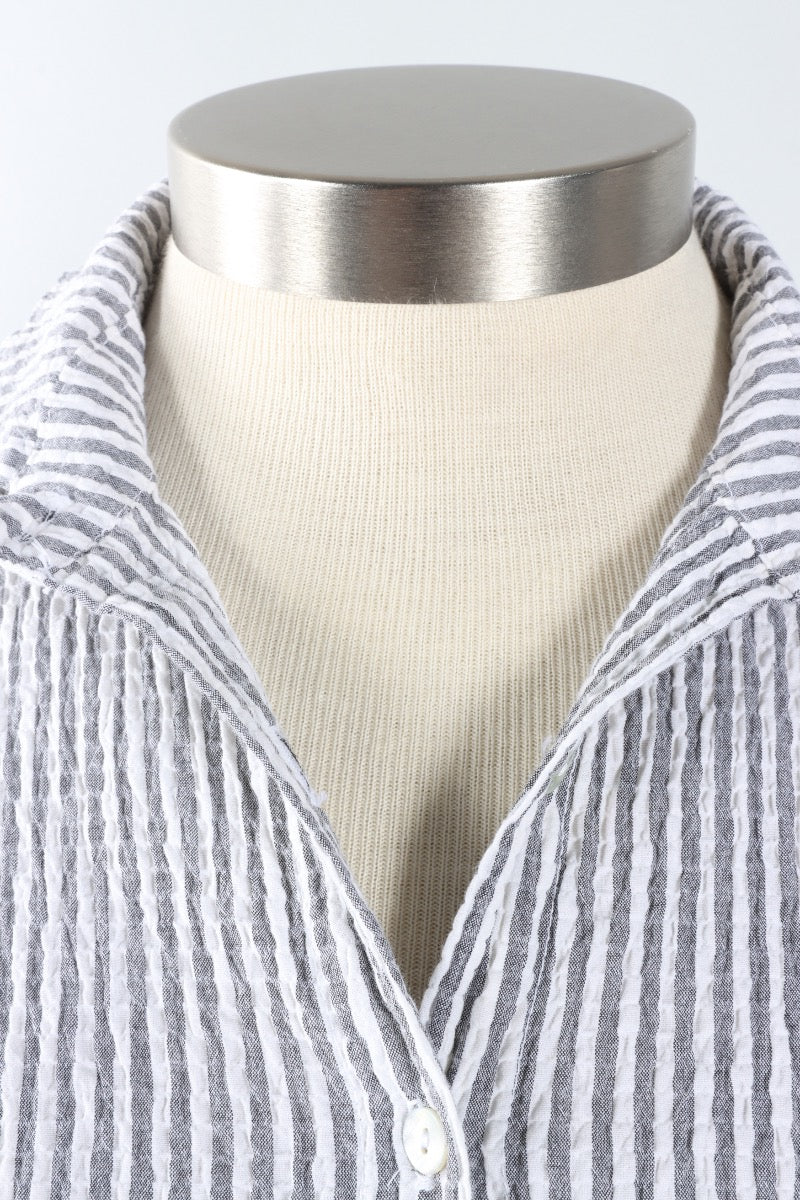 Easy Shirt - White Stripe Crinkle