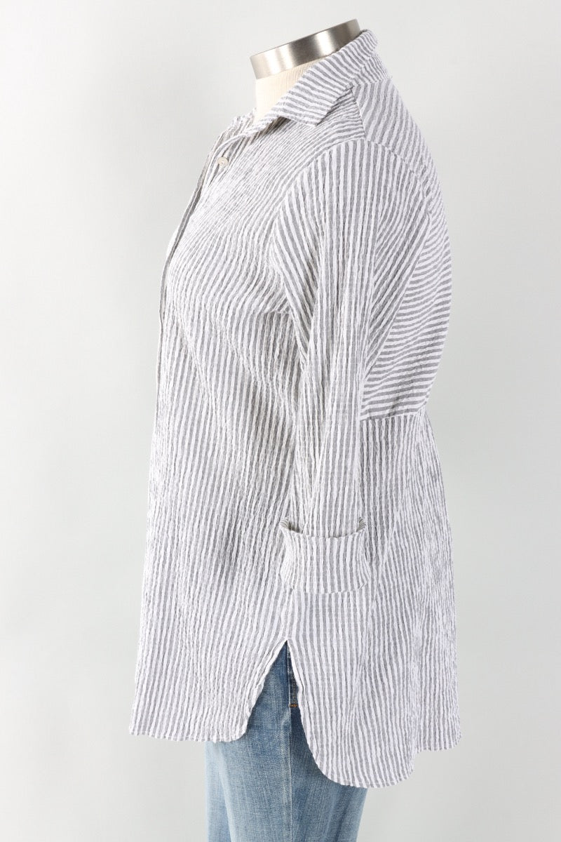 Easy Shirt - White Stripe Crinkle