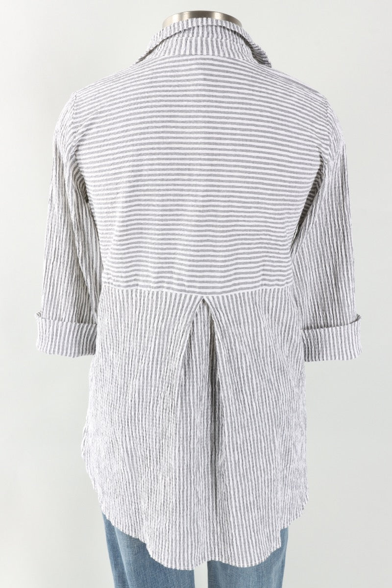 Easy Shirt - White Stripe Crinkle