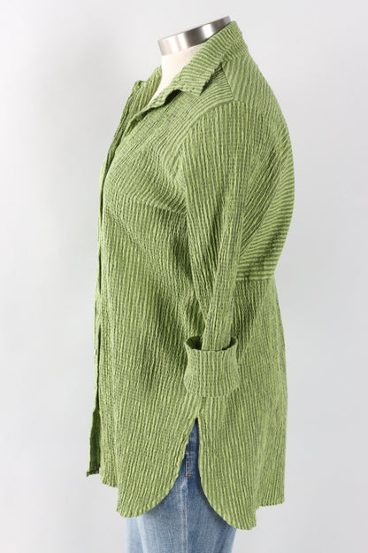 Easy Shirt - Verde Stripe Crinkle