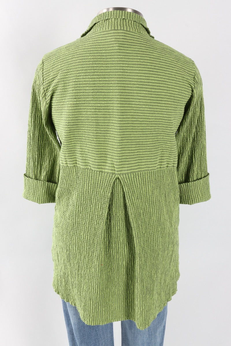Easy Shirt - Verde Stripe Crinkle
