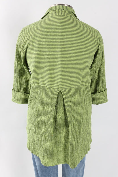 Easy Shirt - Verde Stripe Crinkle