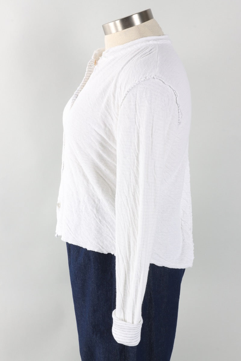 Crop Asym Cardi - White