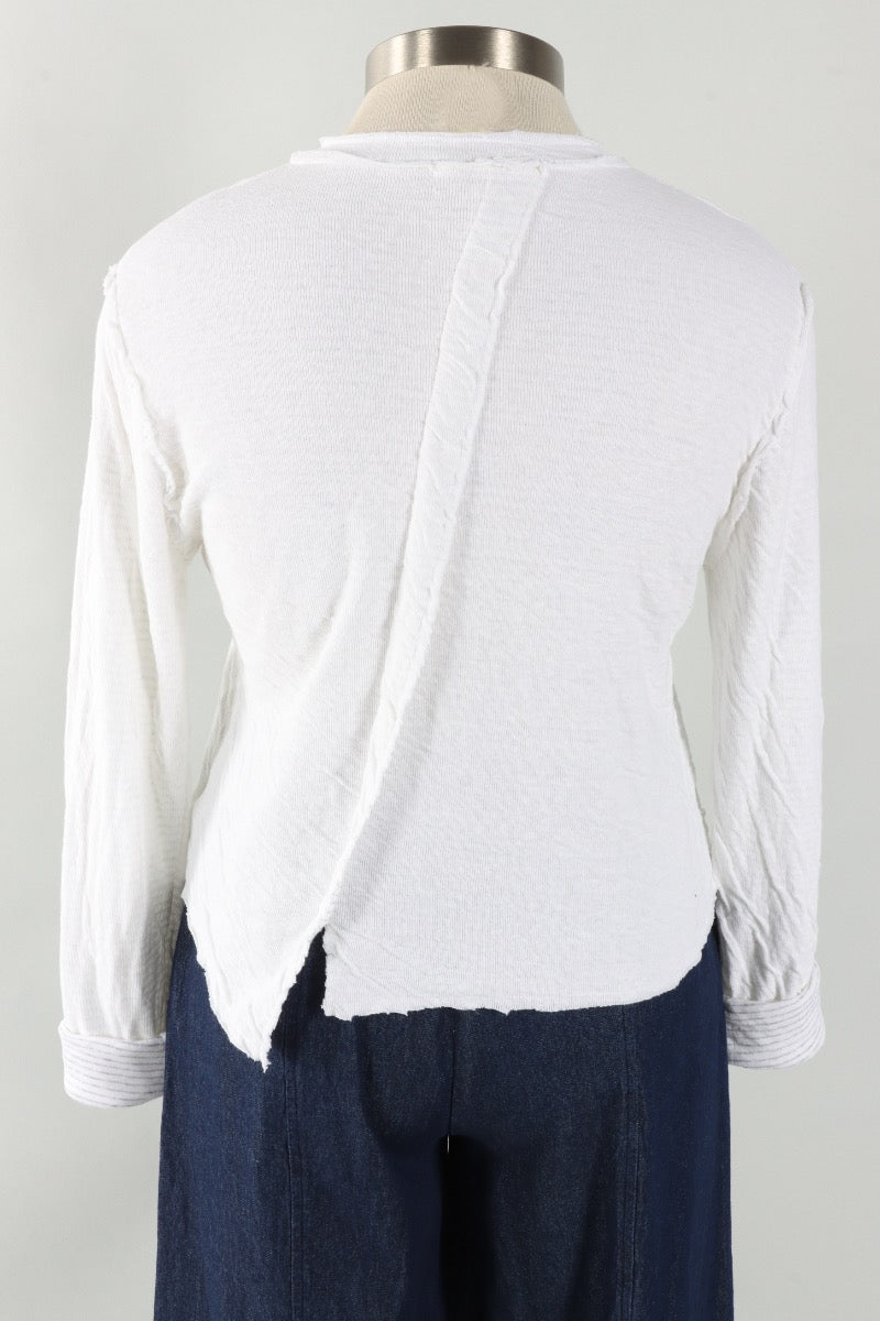 Crop Asym Cardi - White