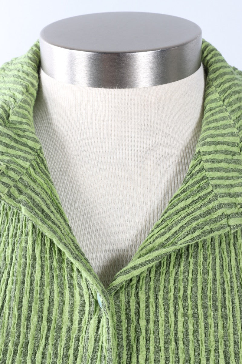 Sleeveless Shirt - Verde Stripe Crinkle