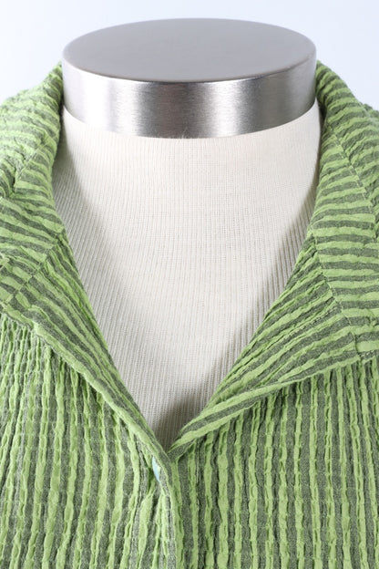 Sleeveless Shirt - Verde Stripe Crinkle