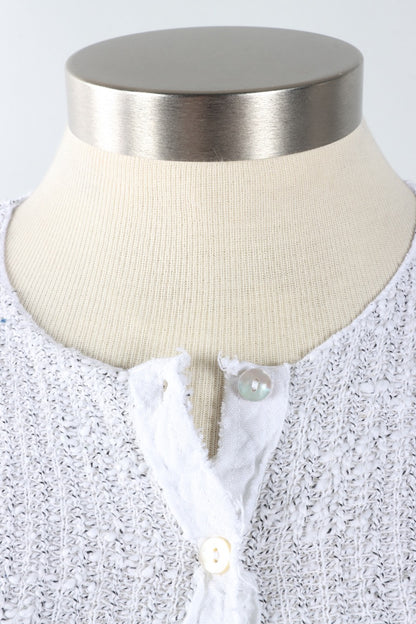 Crop Cardigan - White Sweater Knit