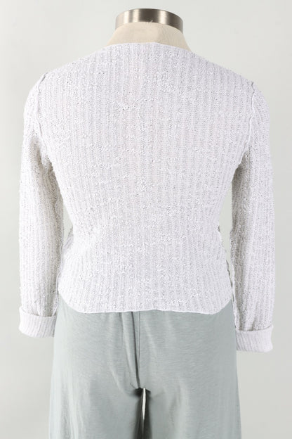 Crop Cardigan - White Sweater Knit