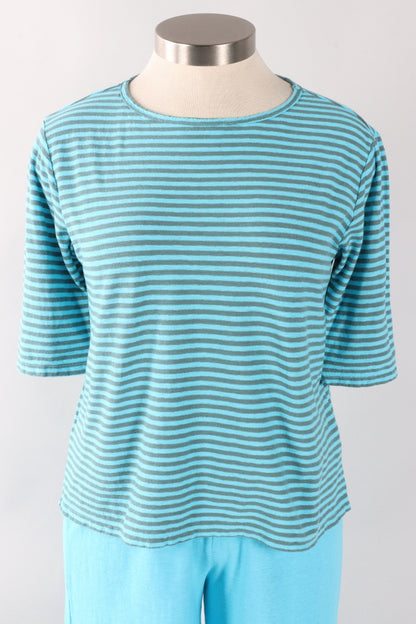 Elbow Sleeve Top - Atoll Stripe