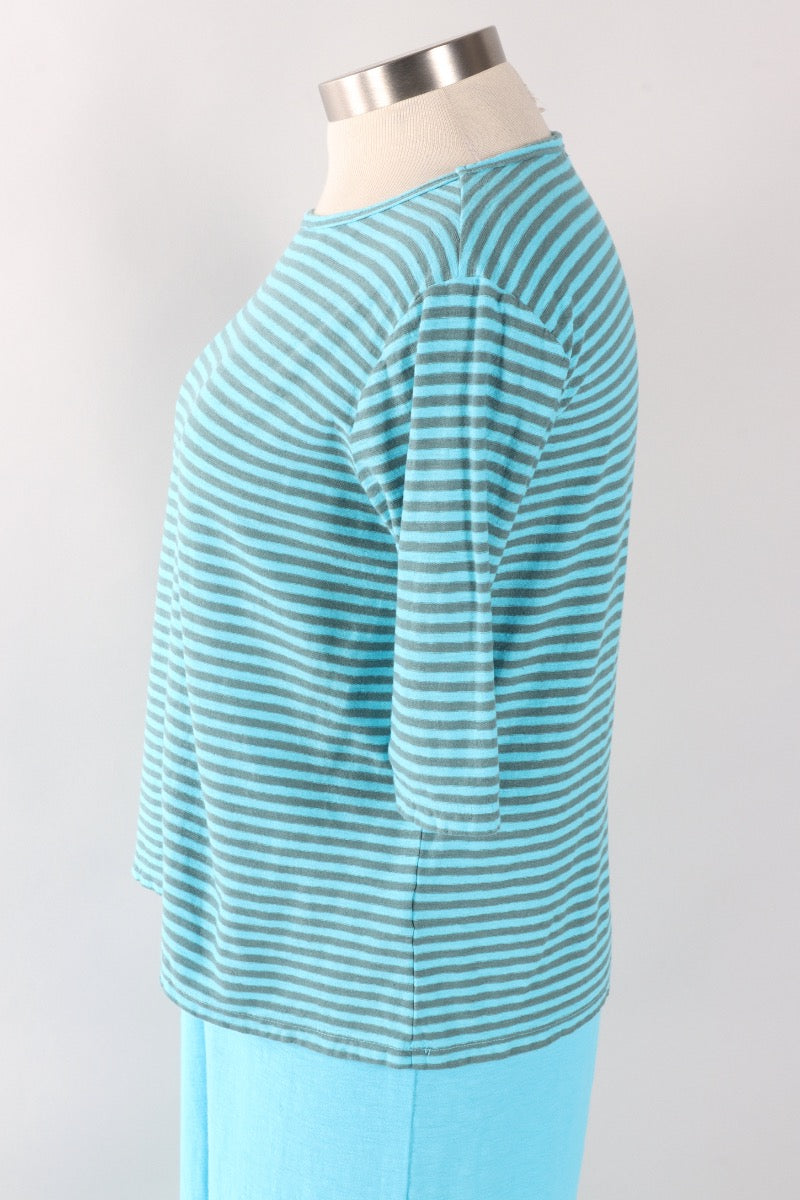 Elbow Sleeve Top - Atoll Stripe