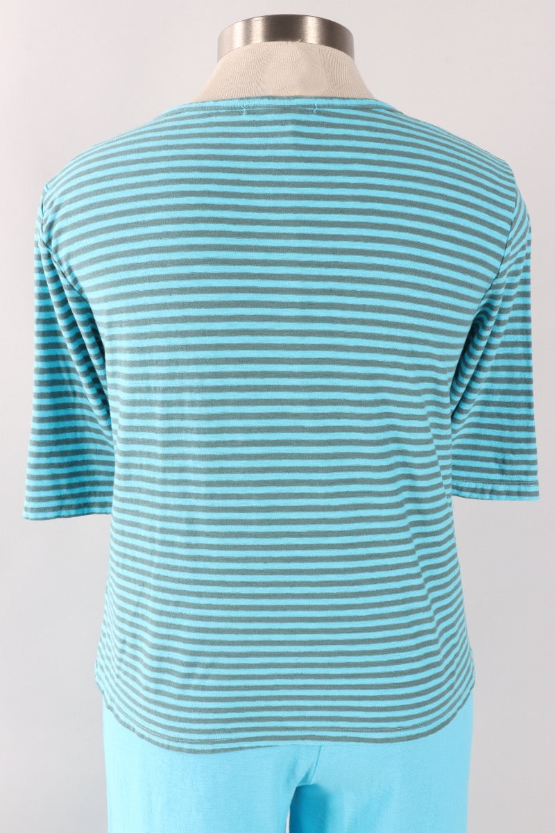 Elbow Sleeve Top - Atoll Stripe