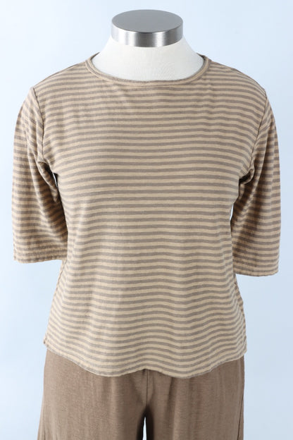 Elbow Sleeve Top - Bark Stripe
