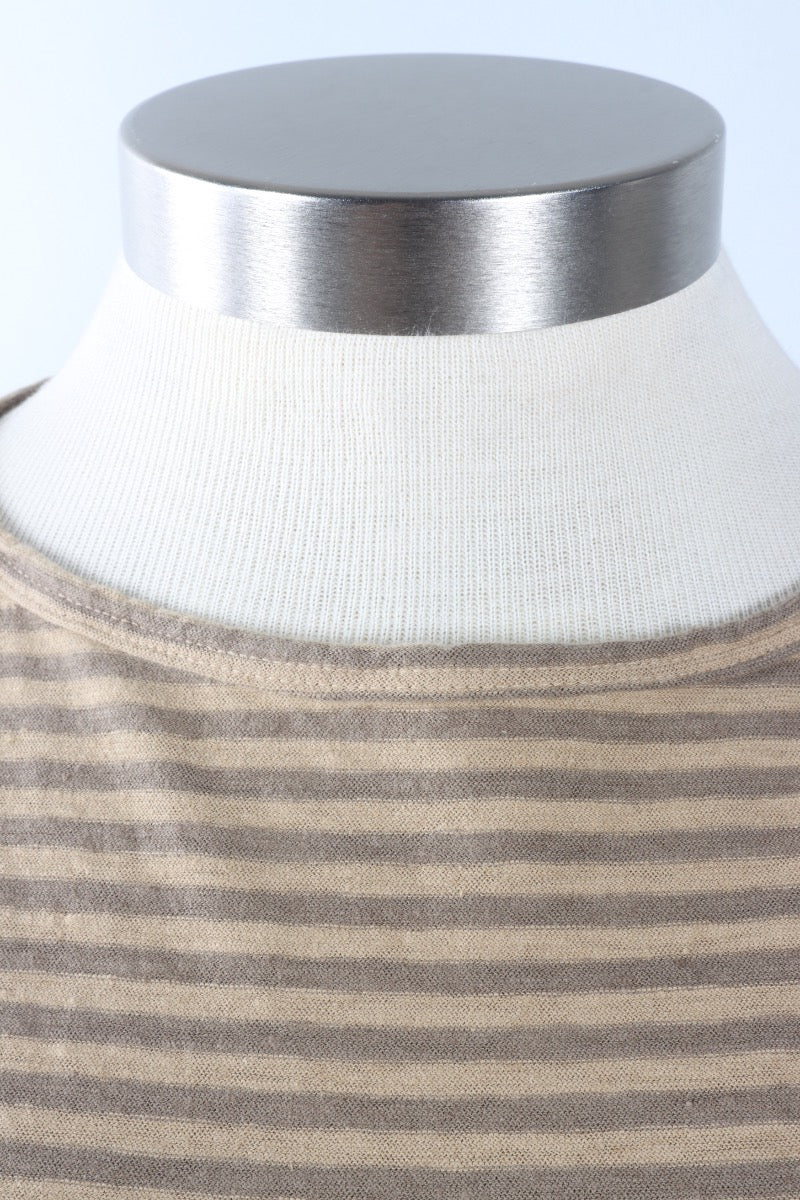 Elbow Sleeve Top - Bark Stripe