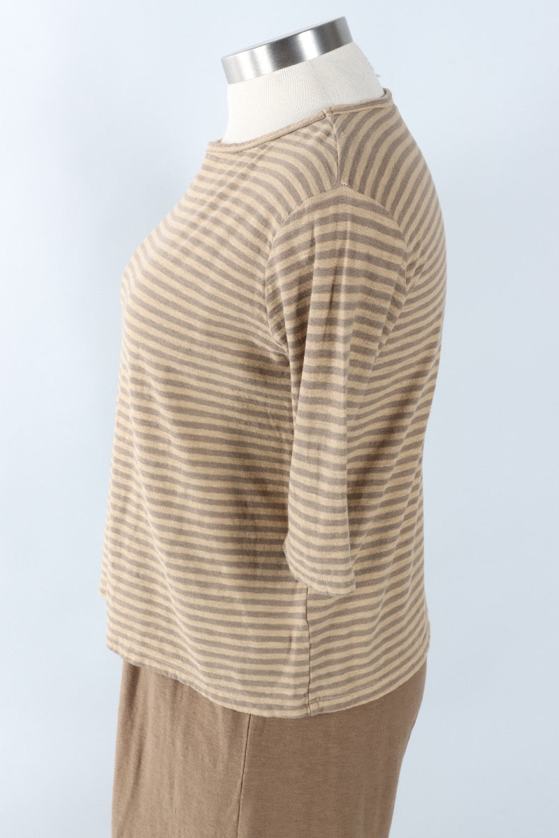 Elbow Sleeve Top - Bark Stripe
