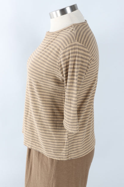 Elbow Sleeve Top - Bark Stripe