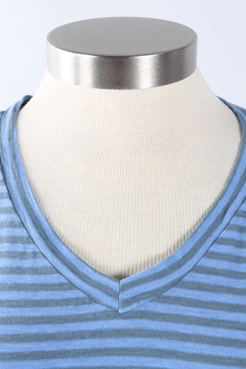 V-Neck Crop Top - Forget-me-not Stripe