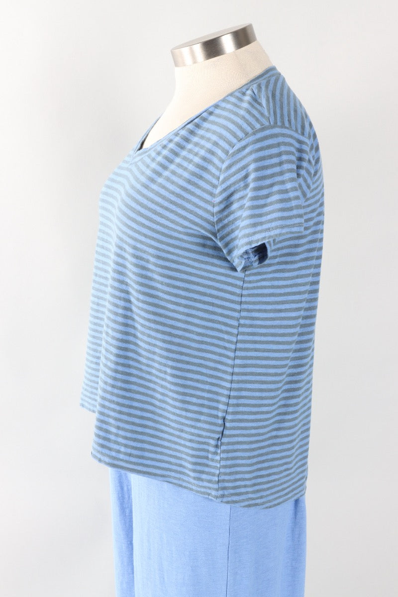 V-Neck Crop Top - Forget-me-not Stripe