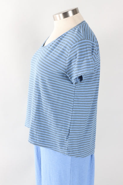 V-Neck Crop Top - Forget-me-not Stripe