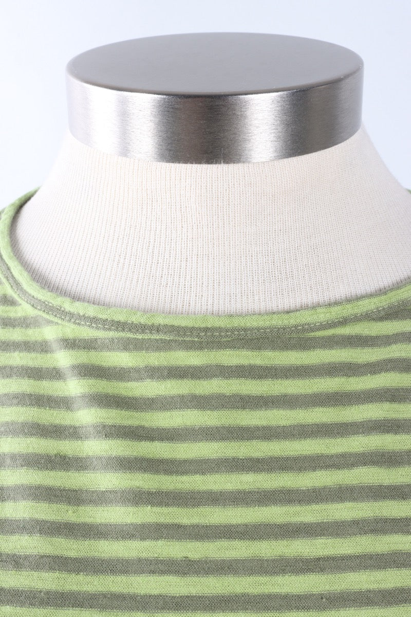 Elbow Sleeve Top - Verde Stripe