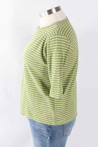Elbow Sleeve Top - Verde Stripe