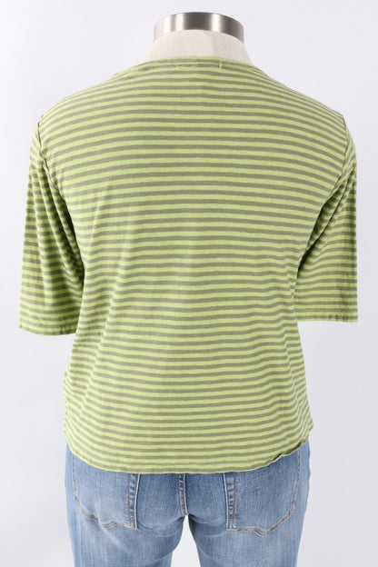 Elbow Sleeve Top - Verde Stripe