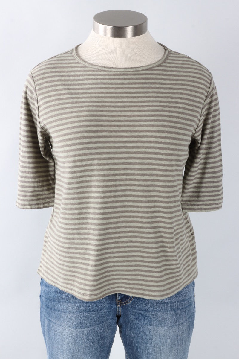 Elbow Sleeve Top - Balsam Stripe