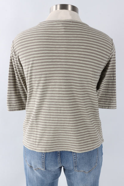 Elbow Sleeve Top - Balsam Stripe