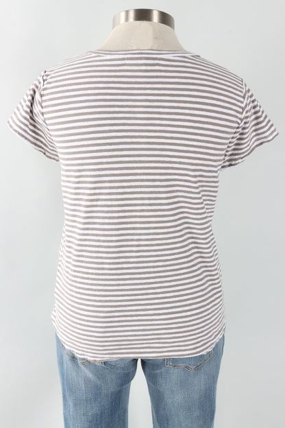 V-Neck Crop Top - White Stripe
