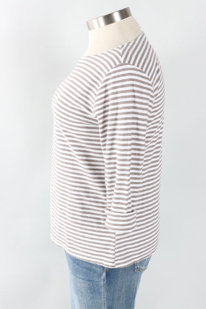 3/4 Sleeve Boatneck Tee - White Stripe