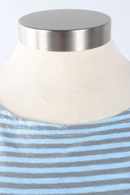 3/4 Sleeve Boatneck Tee - Bellflower Stripe