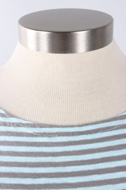 3/4 Sleeve Boatneck Tee - Fountain Stripe