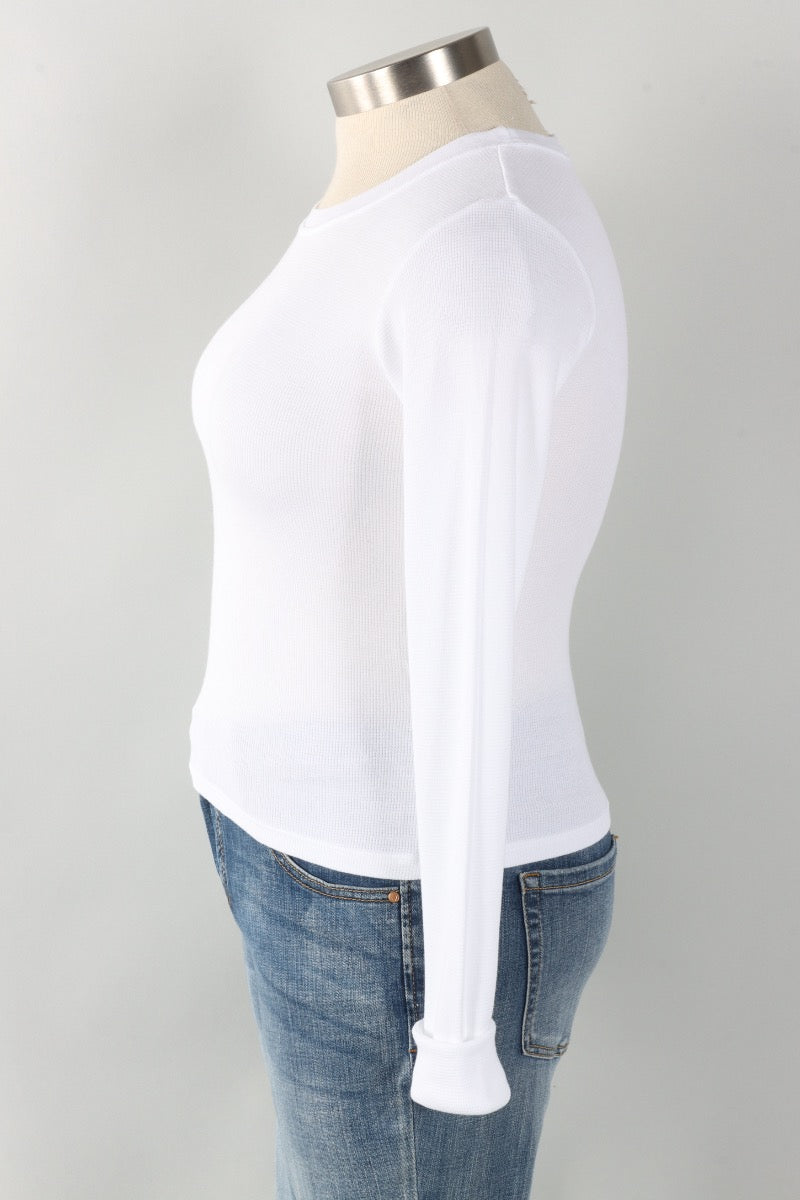 Long Sleeve Thermal Top - White