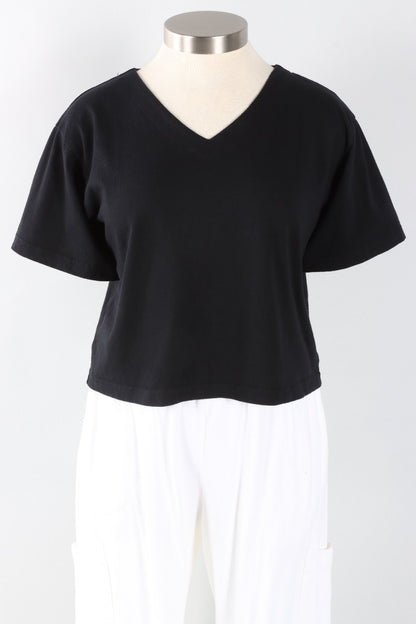 Crop V Neck - Black