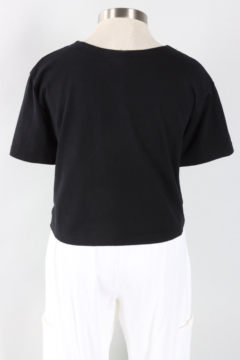 Crop V Neck - Black