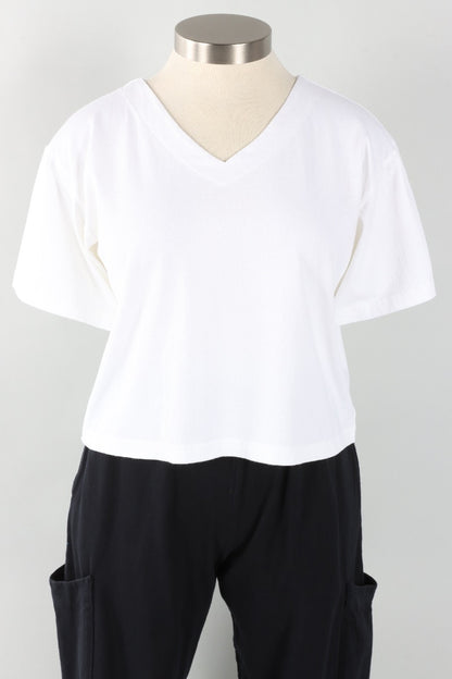 Crop V Neck - White