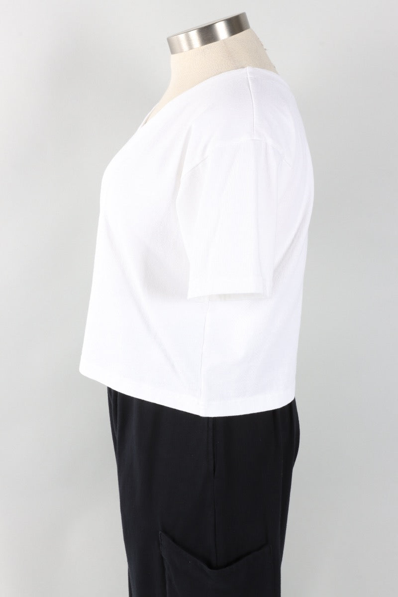 Crop V Neck - White
