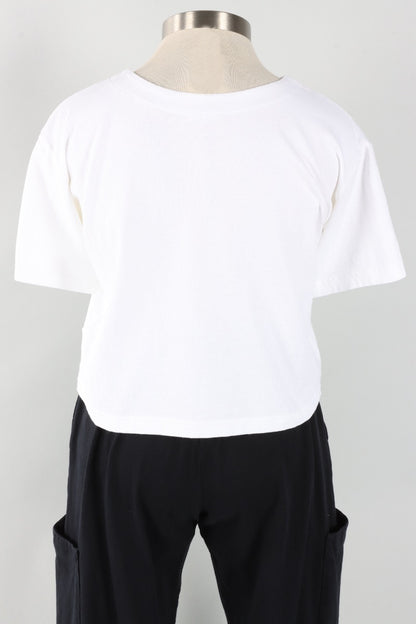 Crop V Neck - White