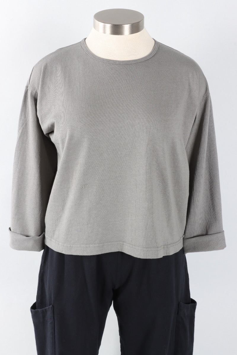 Long Sleeve Crop Crew - Zinc